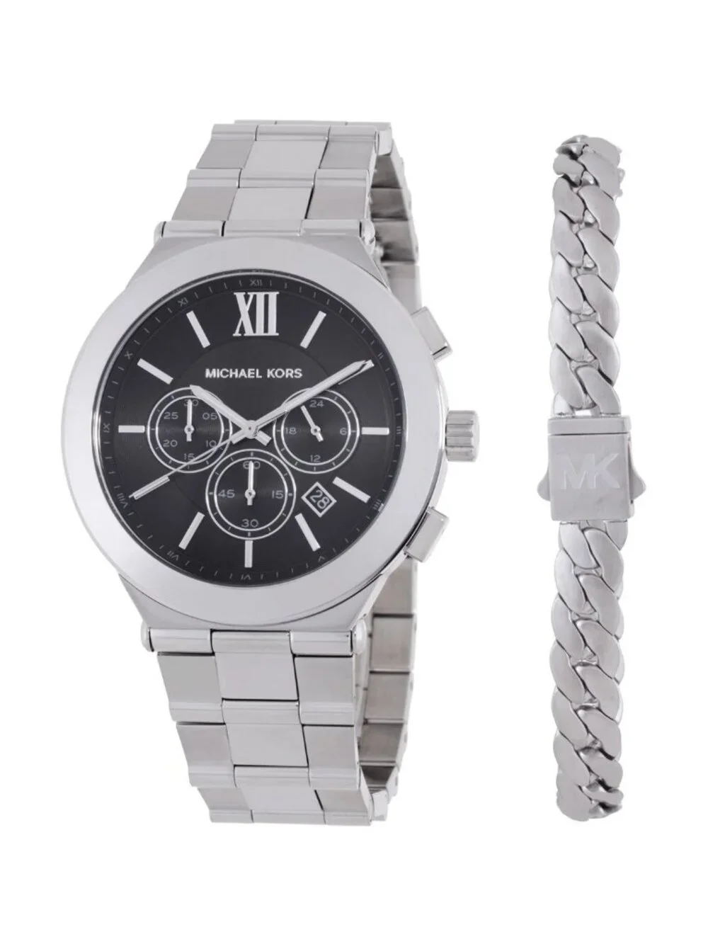 NWT Michael Kors Oversized Billie Chronograph Quartz Men's Watch and Bracelet Gi